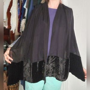 Giorgio Armani black silk blend velvet detailed scarf